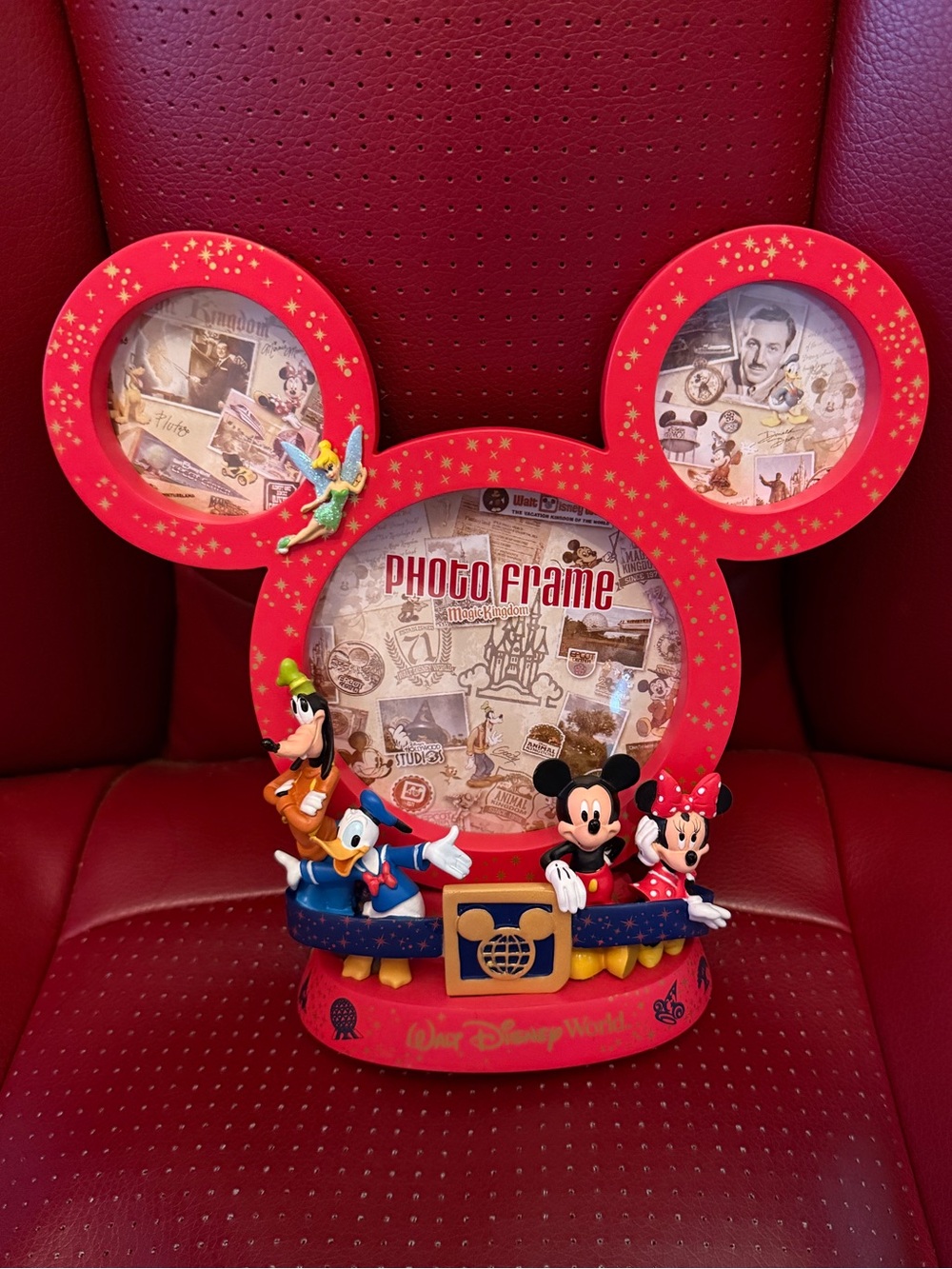 Disney Parks WDW Red Collage Photo Frame with Disney Characters